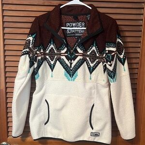 Powder Outfitters Women's Cream and Brown Sweatshirt
